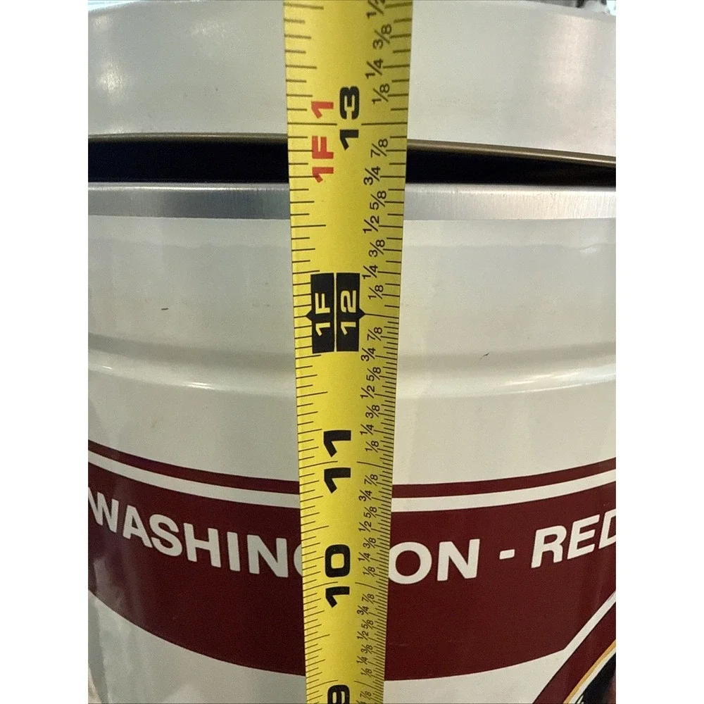 Washington Redskins Old Popcorn Container Empty Metal Trash Can With Lid 12.75